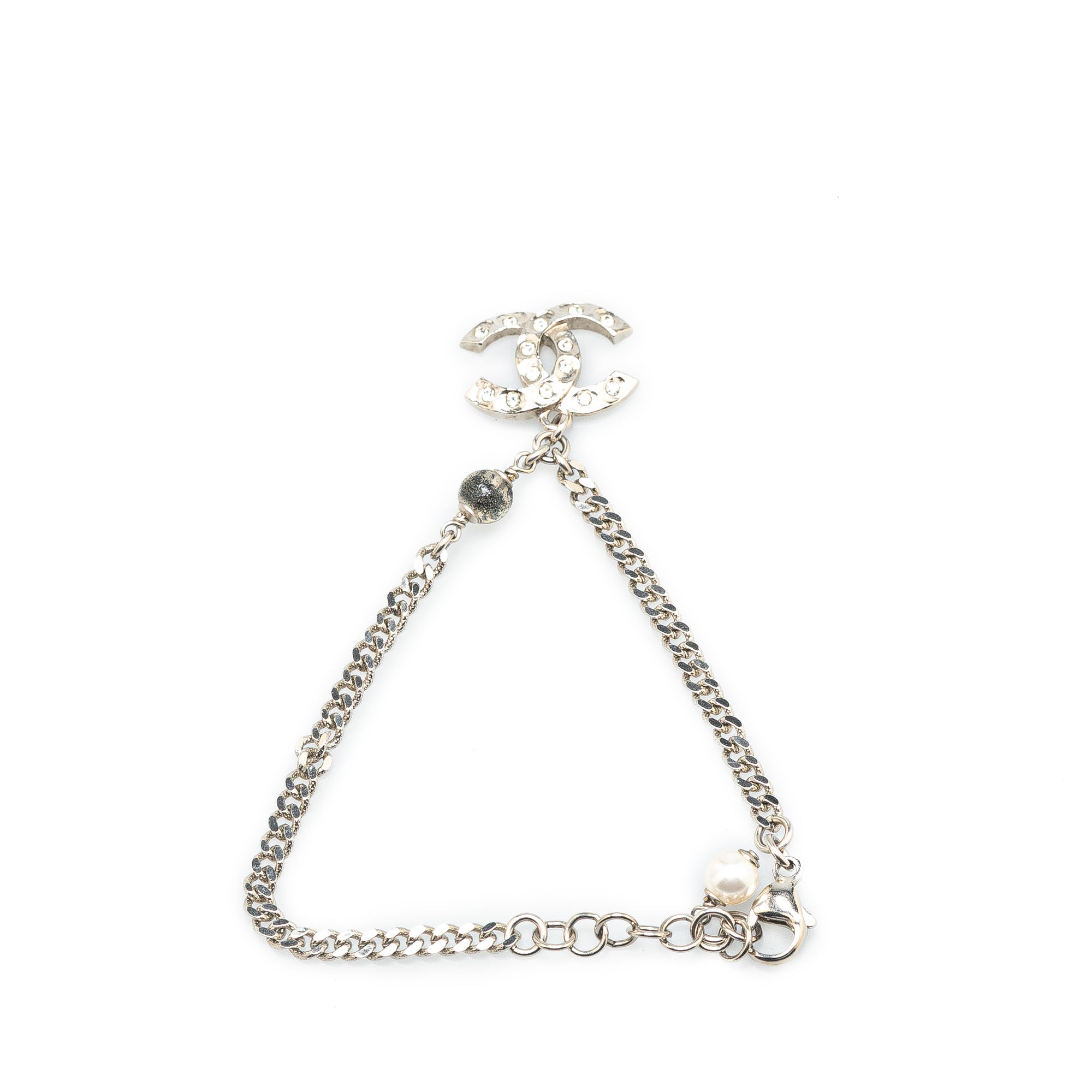 Silver CC Rhinestones Charms Bracelet - Image 3