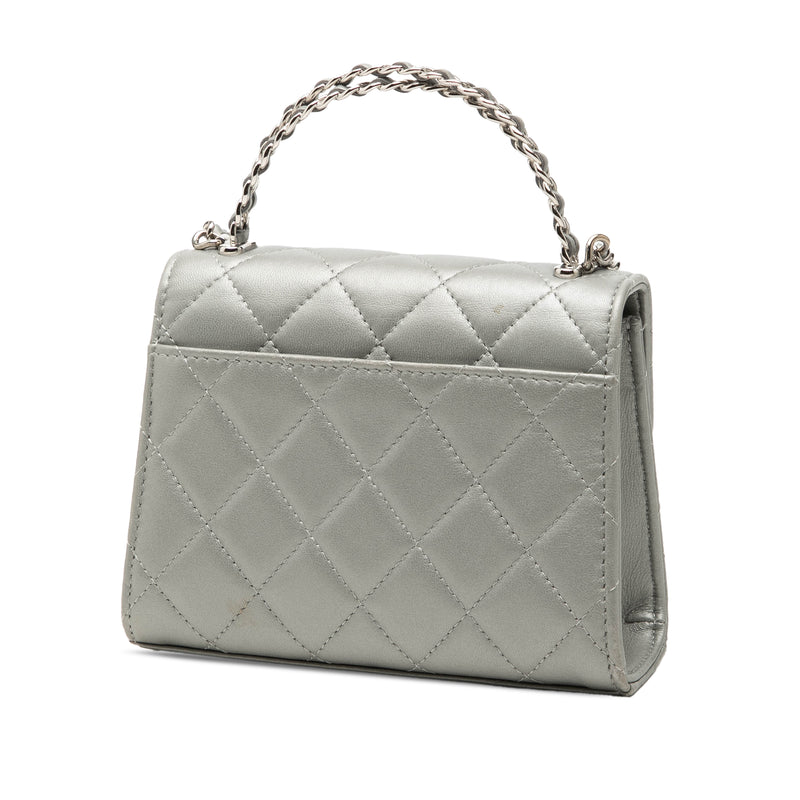Mini CC Metallic Lambskin Top Handle Clutch With Chain - Image 2