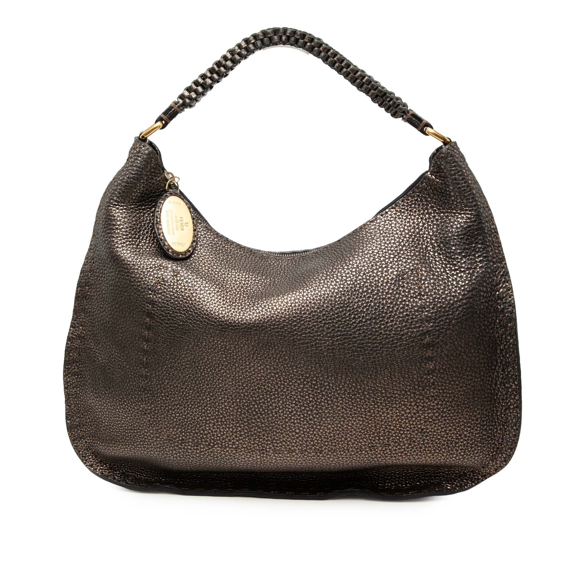 Metallic Pebbled Leather Selleria Shoulder Bag - Image 1
