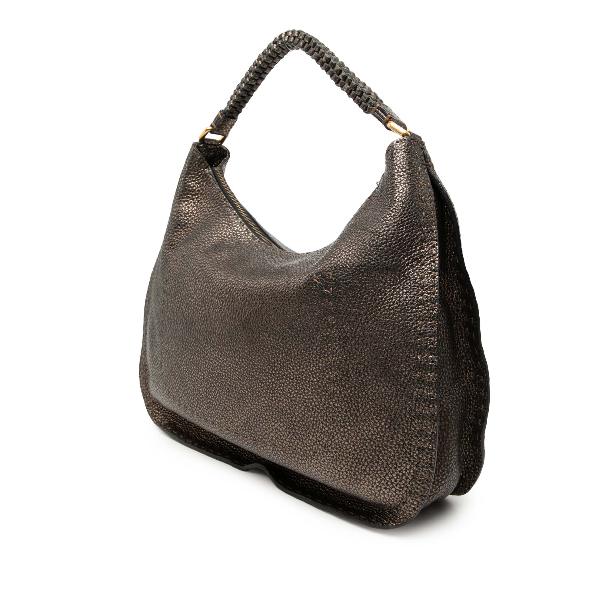 Metallic Pebbled Leather Selleria Shoulder Bag - Image 2