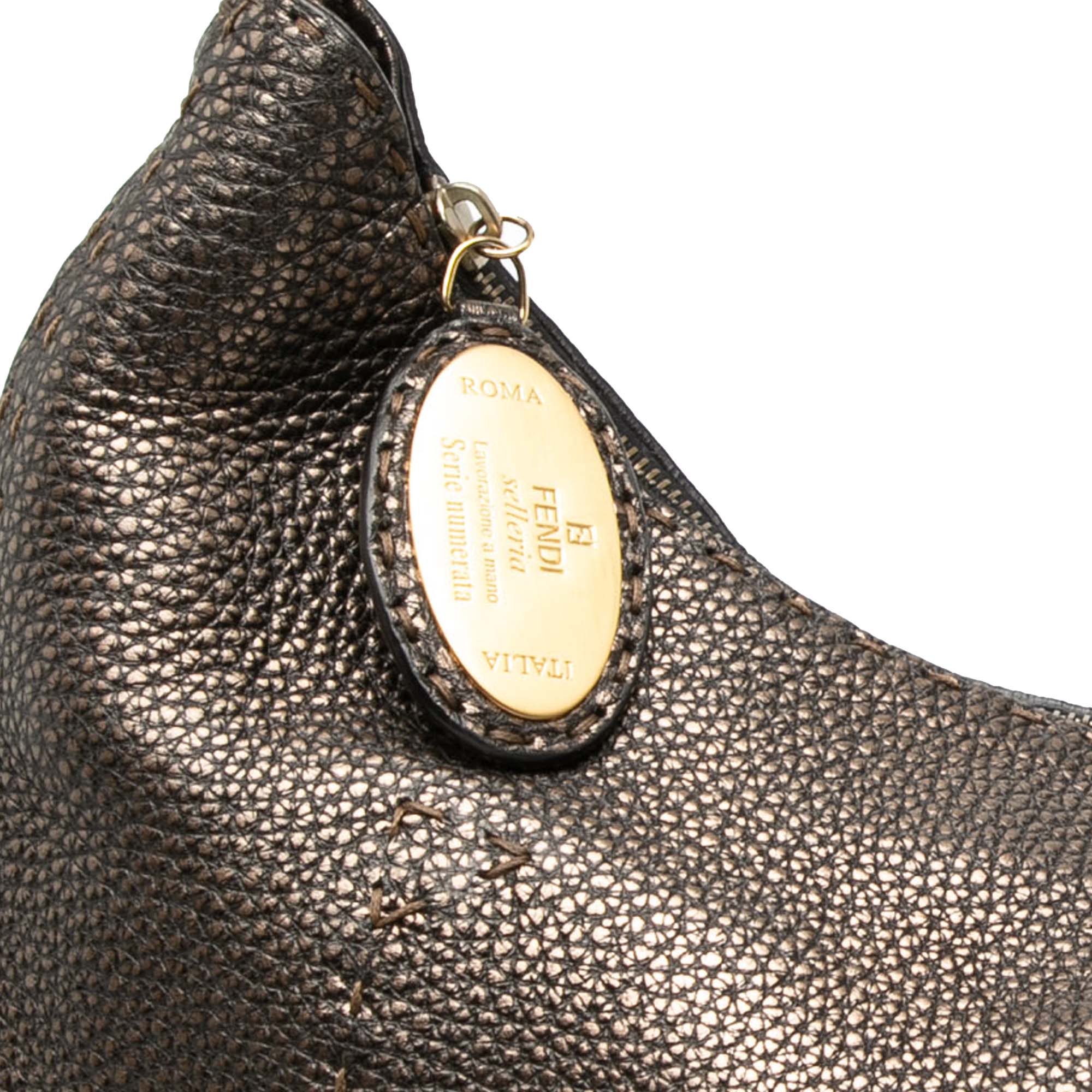 Metallic Pebbled Leather Selleria Shoulder Bag - Image 7