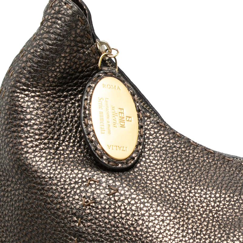 Metallic Pebbled Leather Selleria Shoulder Bag - Image 7