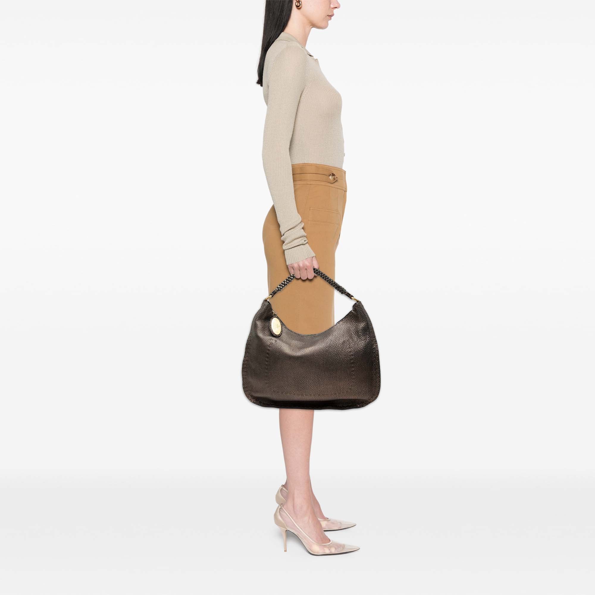 Metallic Pebbled Leather Selleria Shoulder Bag - Image 8
