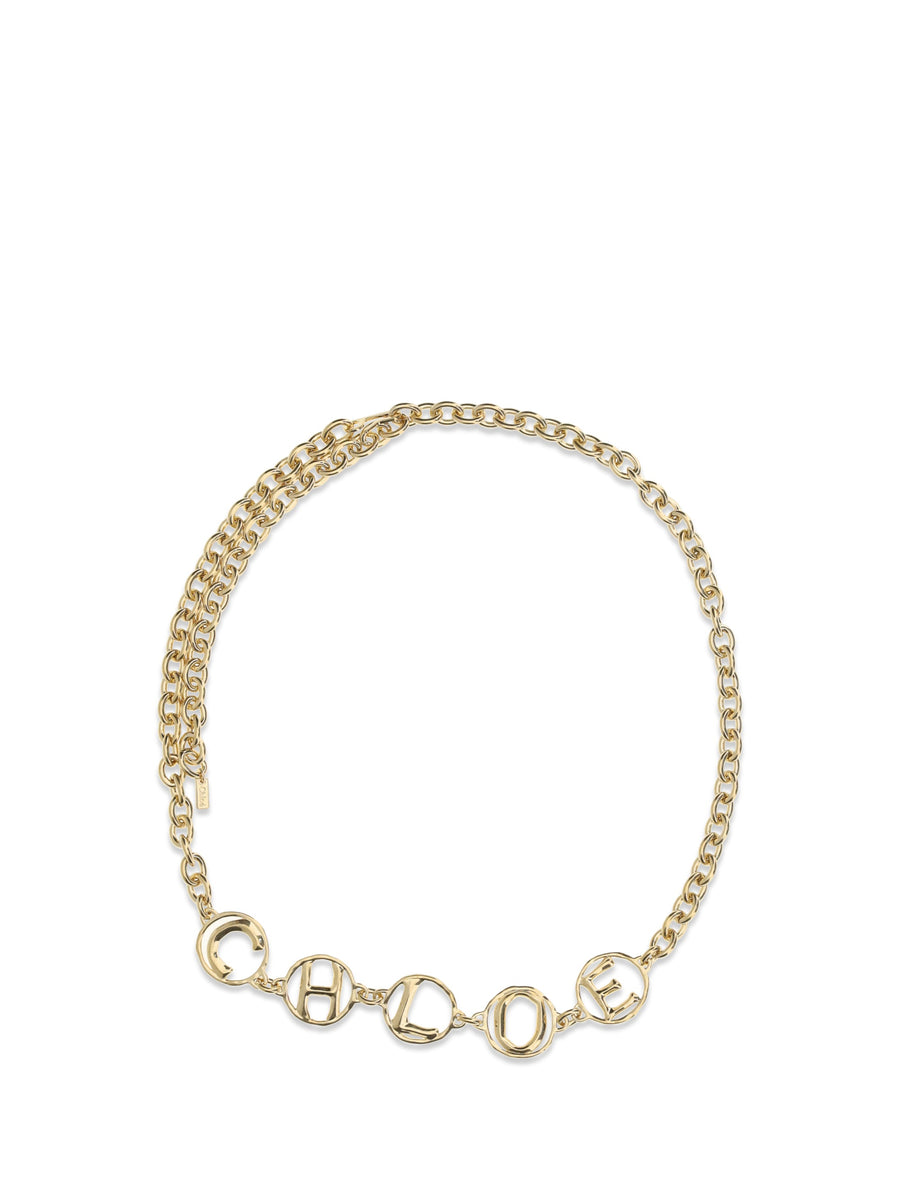 Chloé Script Jewel Belt — Gold Brass