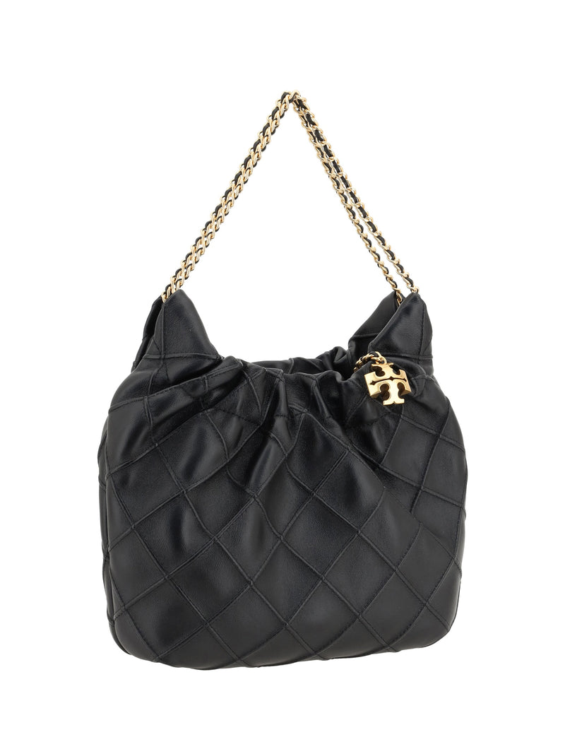 Tory Burch Fleming Mini Hobo Bag — Black Lamb Ovis Aries