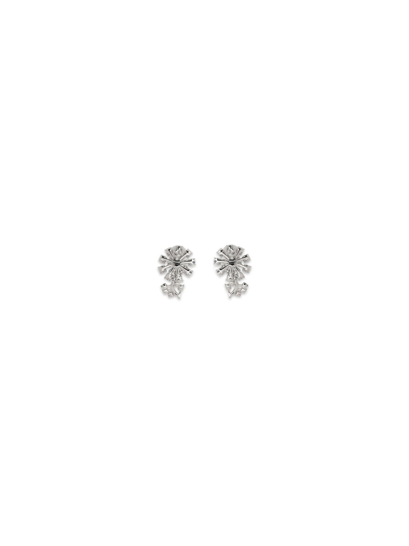 Self-Portrait Crystal Flower Earrings — Silver Brass