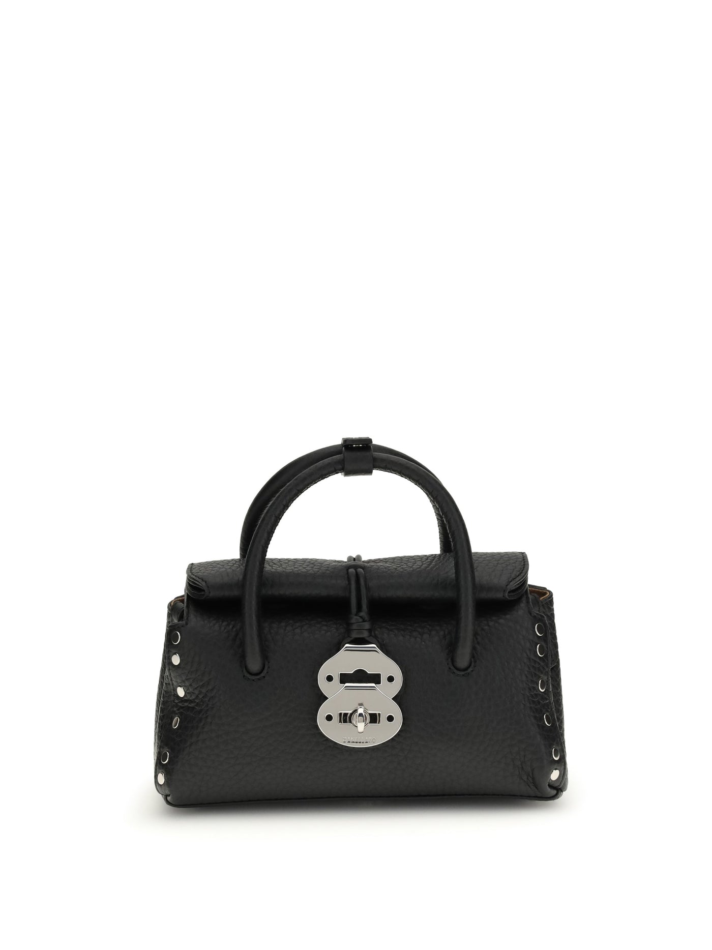 Zanellato Dotta Centauro Baby Top Handle Bag — Black Calf Leather Bos Taurus