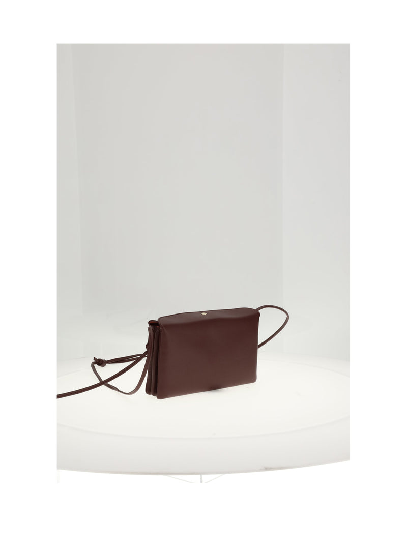 Celine Trio Flap Shoulder Bag — Brown Lamb Leather