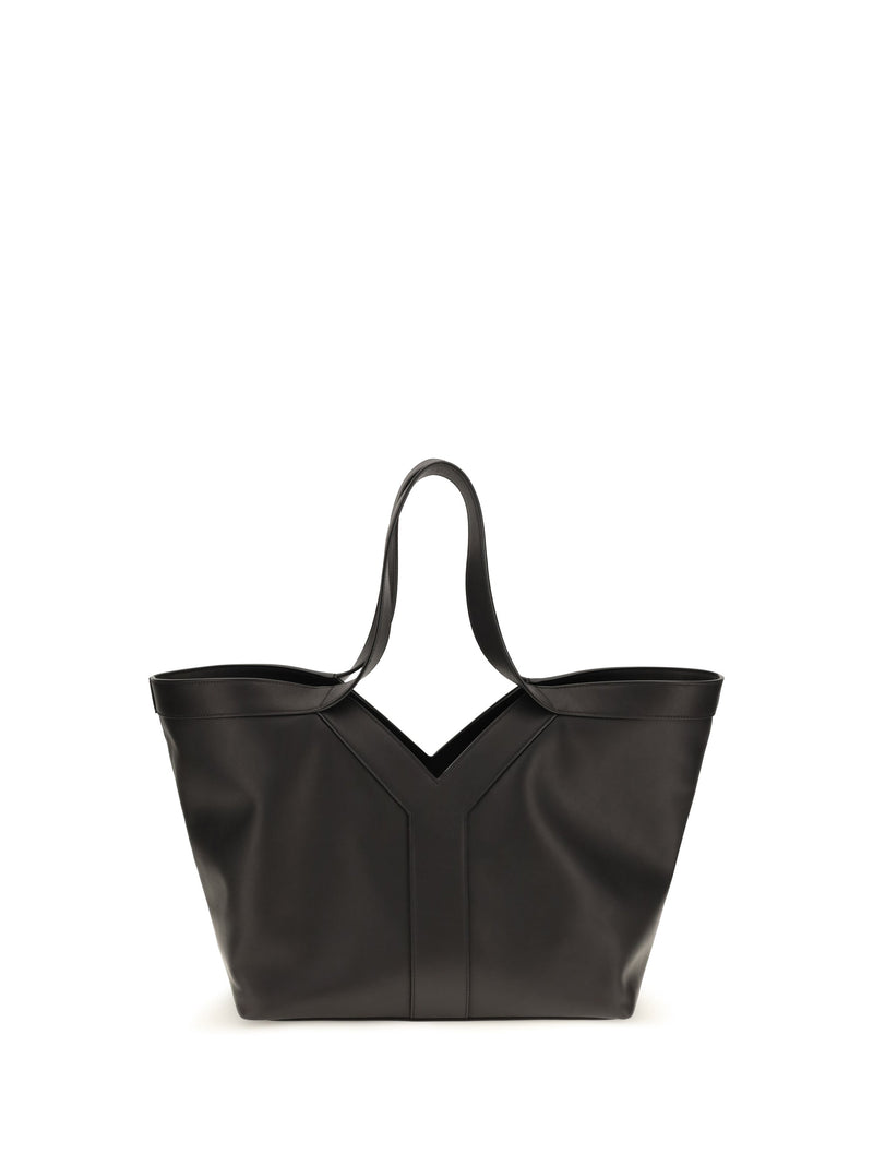 Saint Laurent Y Tote Shoulder Bag — Black Calf Leather