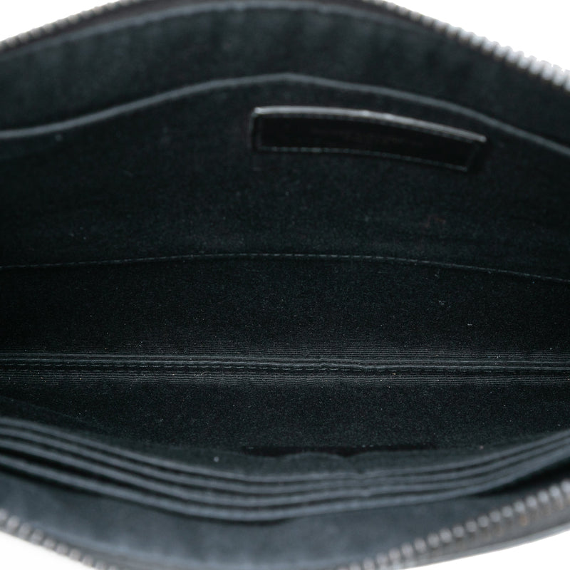 Croc Embossed Leather Monogram Clutch - Image 4