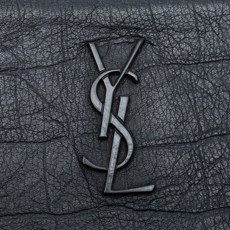 Croc Embossed Leather Monogram Clutch - Image 6