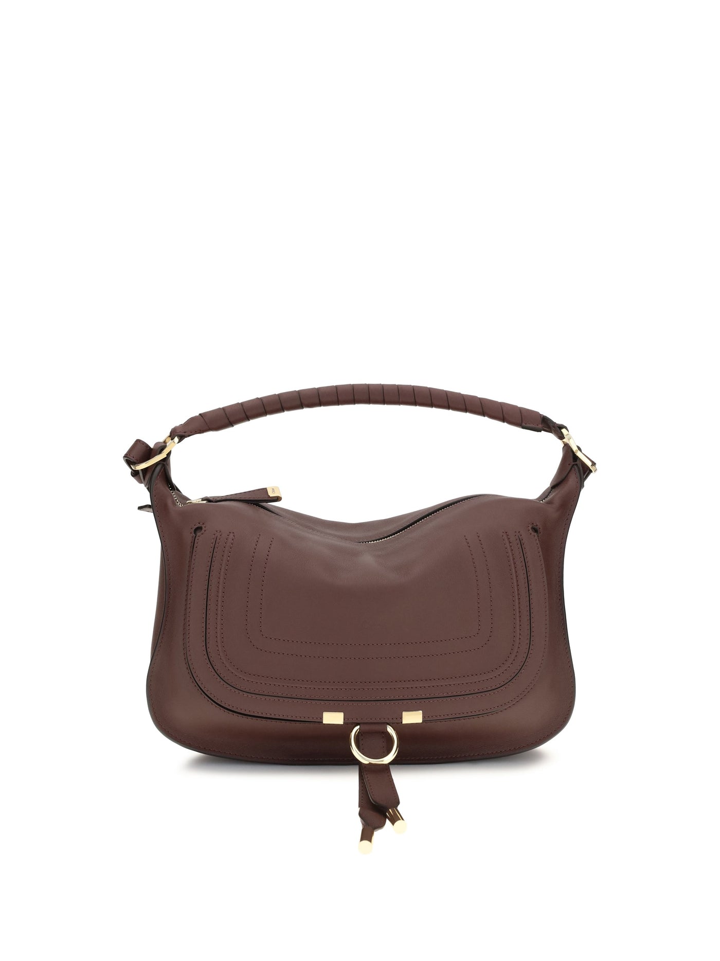 Chloé Marcie Shoulder Bag — Brown Calf Leather Bos Taurus
