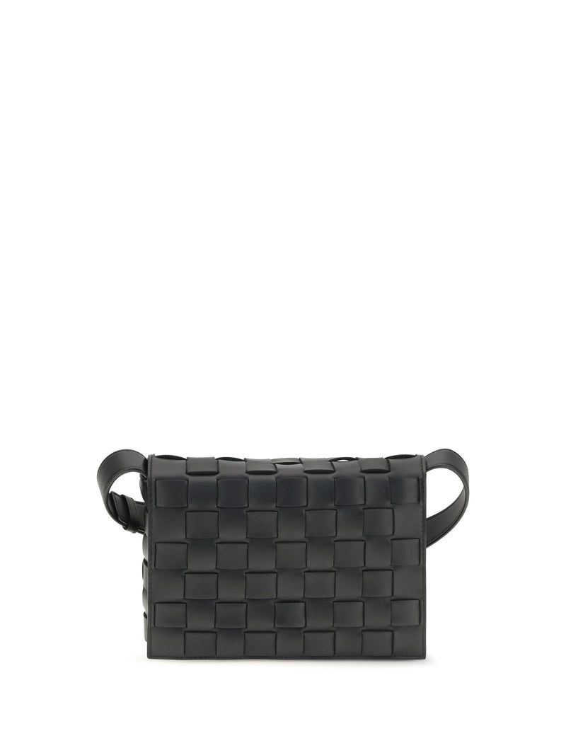 Bottega Veneta Orto Crossbody Bag — Black Calf Leather