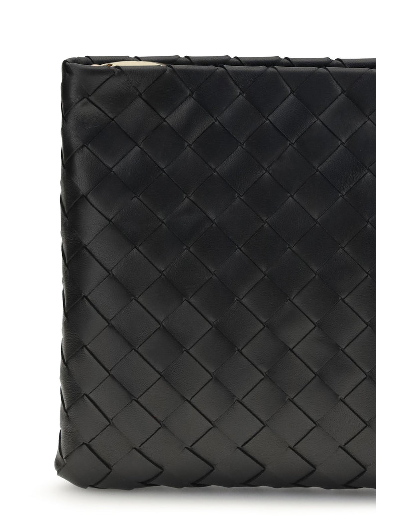 Bottega Veneta Intrecciato Clutch — Black Lamb Leather