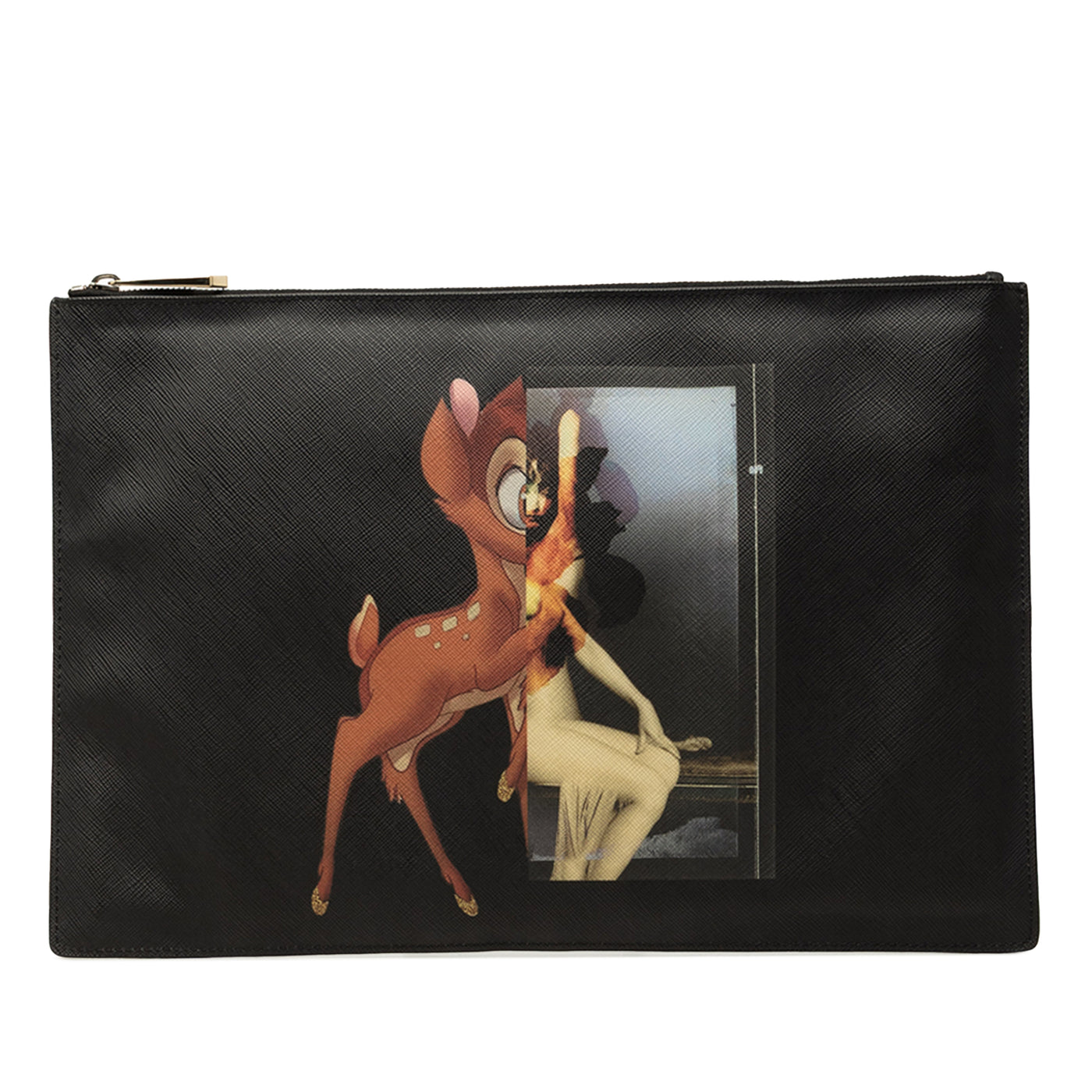 Bambi Printed Leather Zip Clutch - Image 1