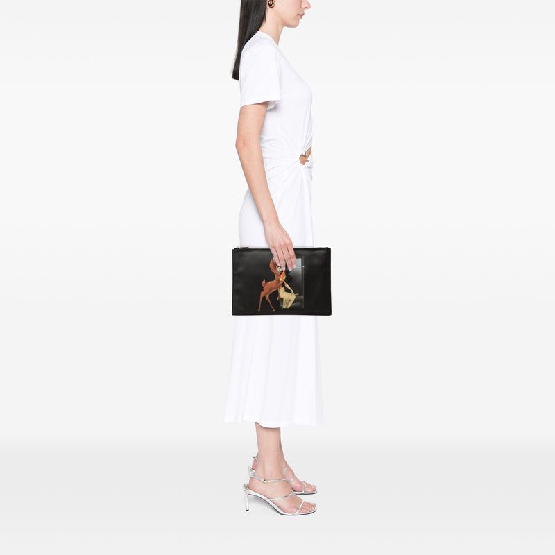 Bambi Printed Leather Zip Clutch - Image 7