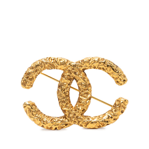 CC Gold Plated Baroque Embossed Brooch - Image 1