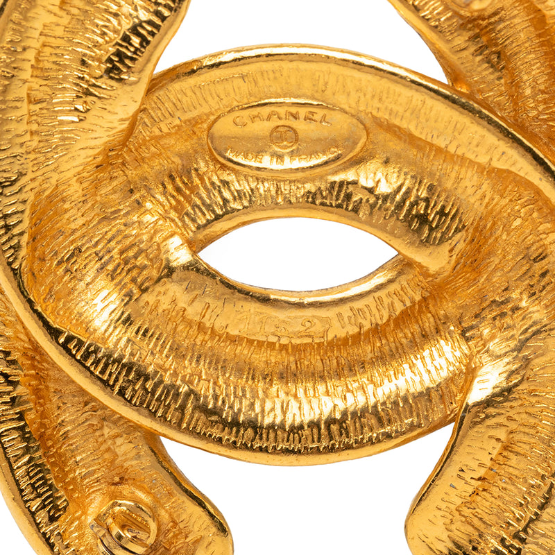 Gold Plated Quilted CC Brooch - Image 3