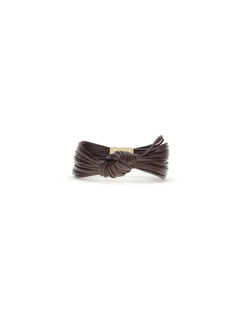Bottega Veneta Knot Bracelet — Brown Silver Bracelets