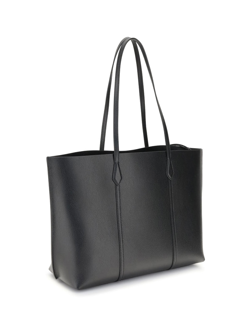 Tory Burch Perry Tote Bag — Black Calf Leather
