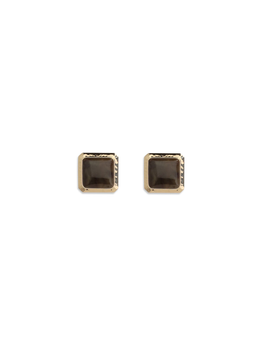 Self-Portrait Square Enamel Earrings — Gold Brass