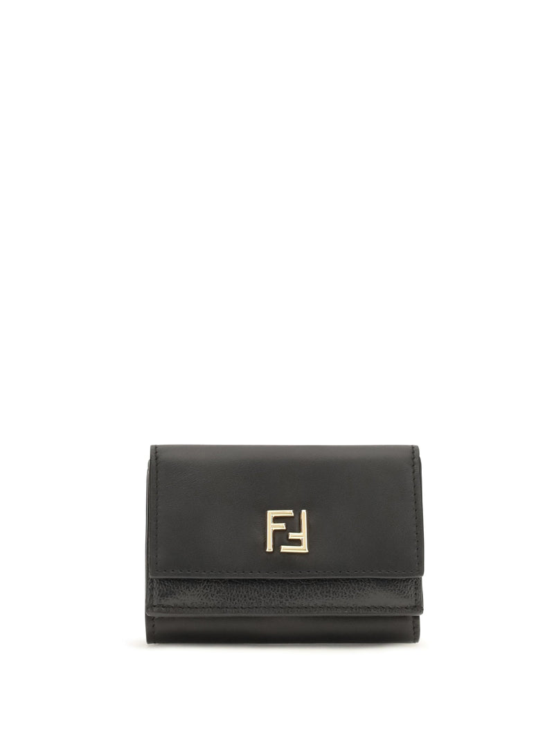 Fendi Ff Monogram Calfskin Wallet — Black Calf Leather