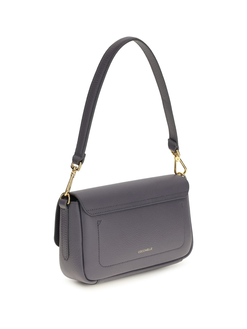 Coccinelle C-Me Lock Shoulder Bag — Gray Calf Leather Bos Taurus