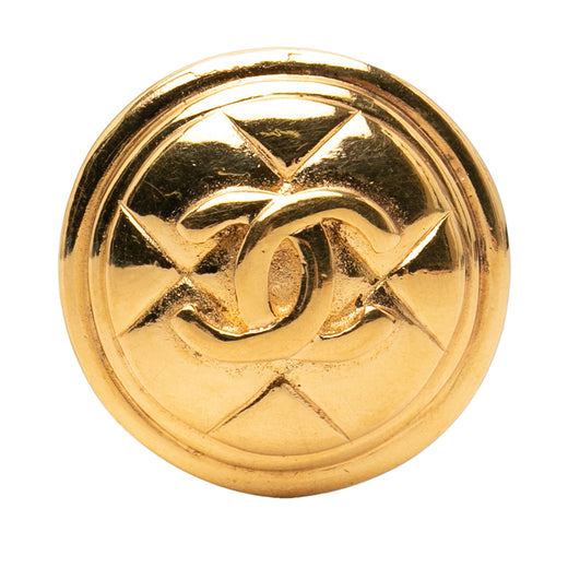 CC Gold Plated Quilted Round Brooch - Image 1