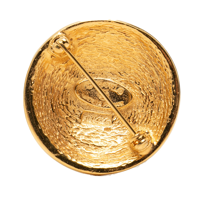 CC Gold Plated Quilted Round Brooch - Image 2