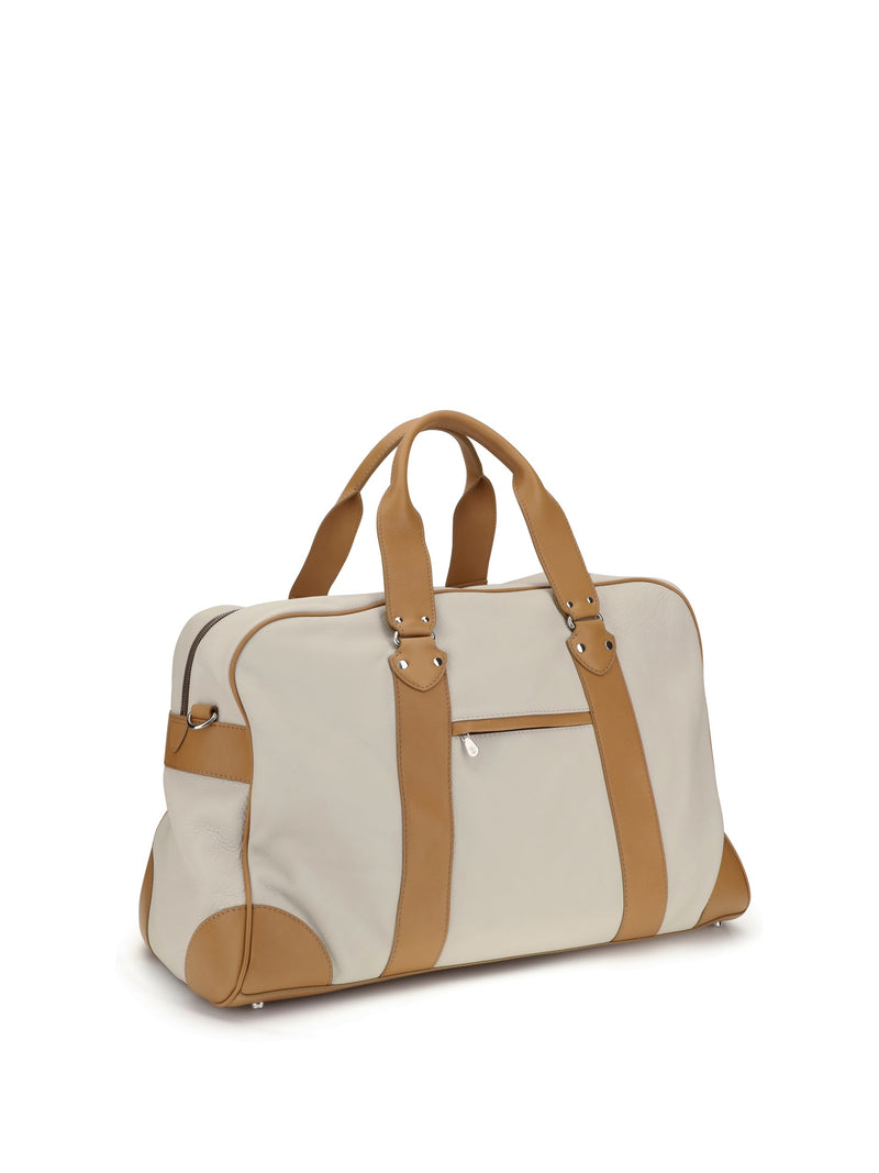Brunello Cucinelli Street Travel Top Handle Bag — Beige Calf Leather Bos Taurus