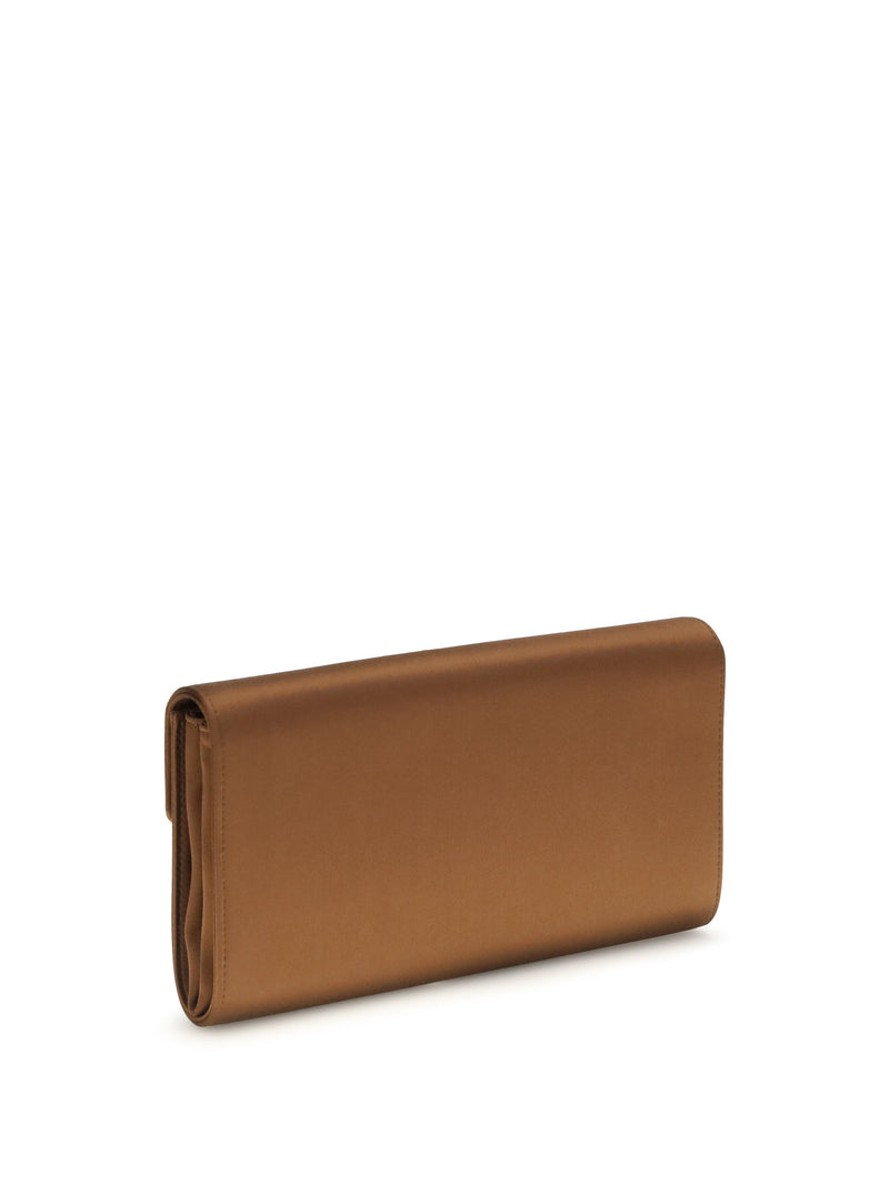 Roger Vivier Efflorescence Clutch — Brown Silk