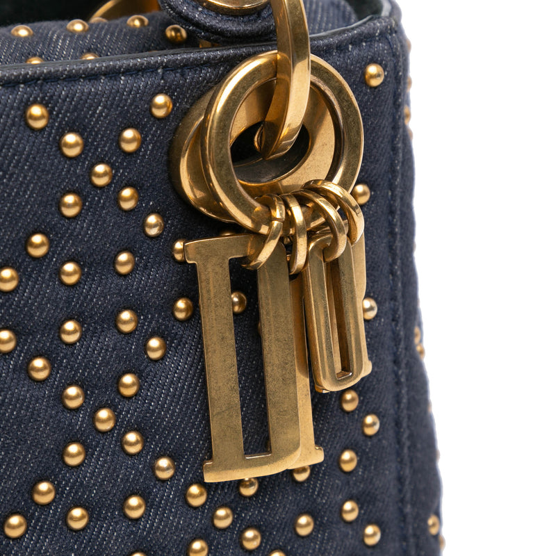 Mini Denim Cannage Studded Supple Lady Dior - Image 8