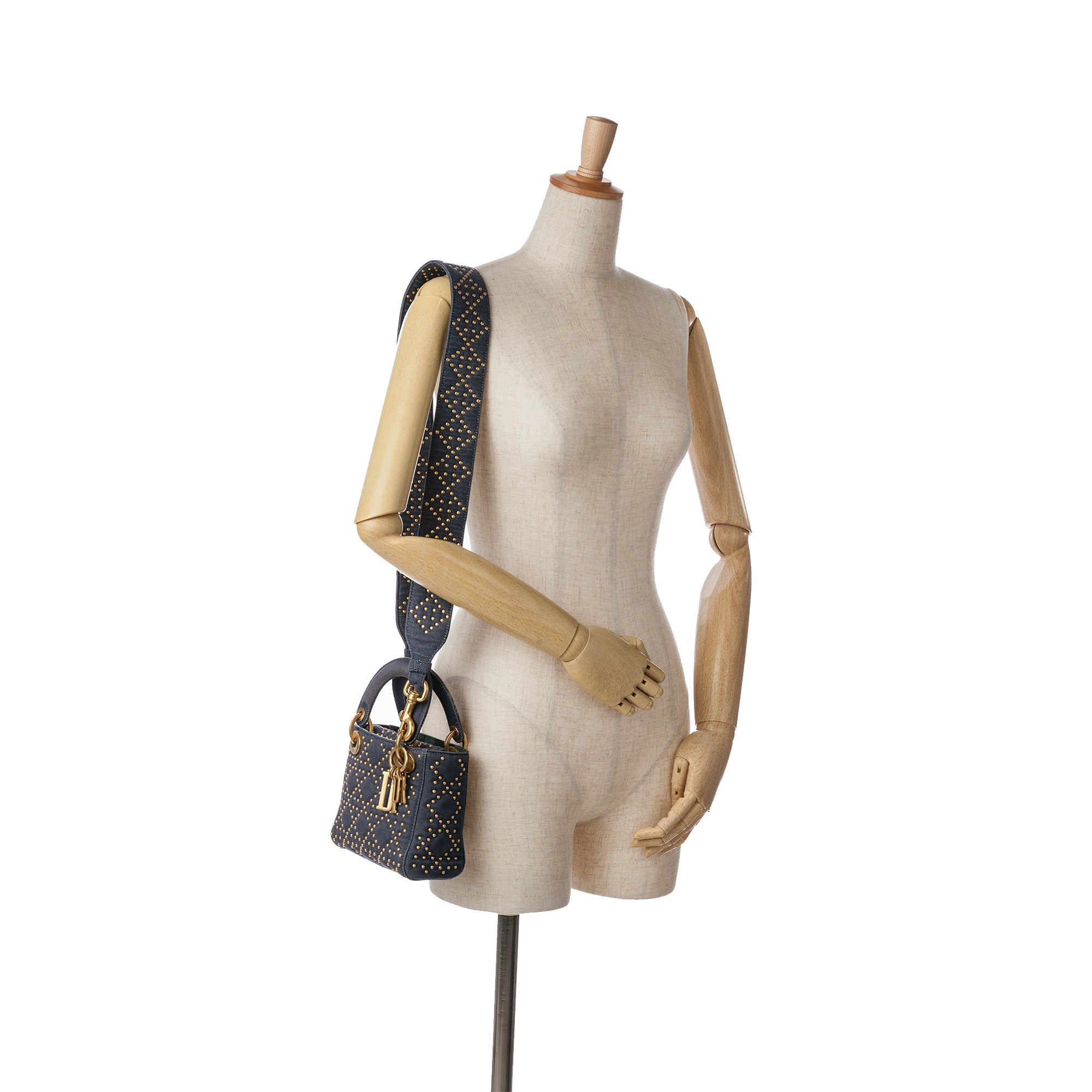 Mini Denim Cannage Studded Supple Lady Dior - Image 9