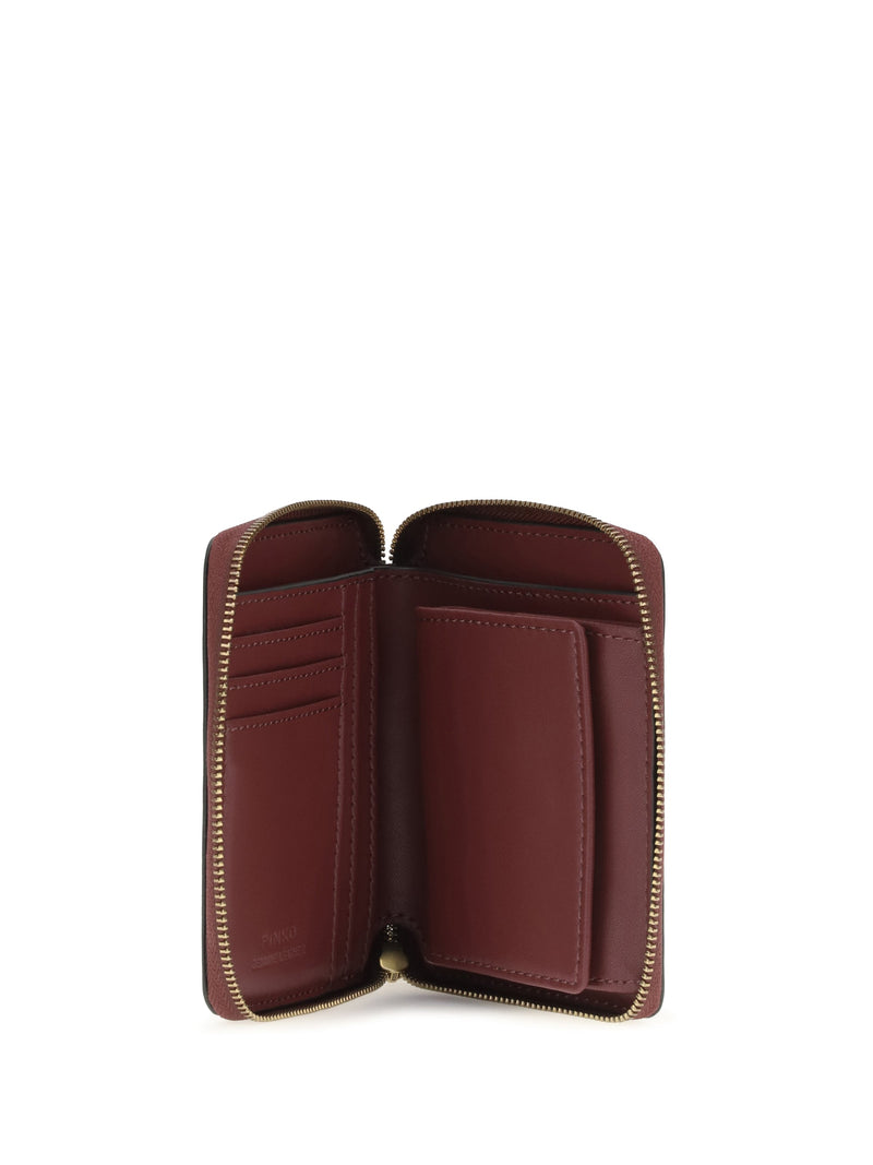 Pinko Leather Zip-Around Wallet — Red Calf Bos Taurus
