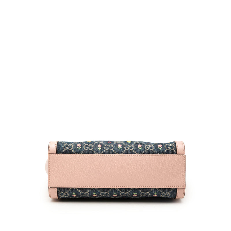 Small GG Denim Embroidery Ophidia Satchel - Image 3