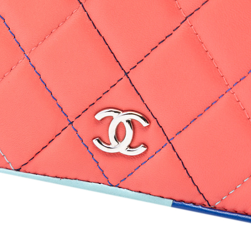 CC Quilted Lambskin Multicolor Border Full Flap Wallet on Chain - Image 6