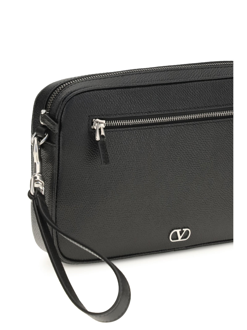 Valentino Garavani Leather Vlogo Signature Pouch — Black Calf Wallet