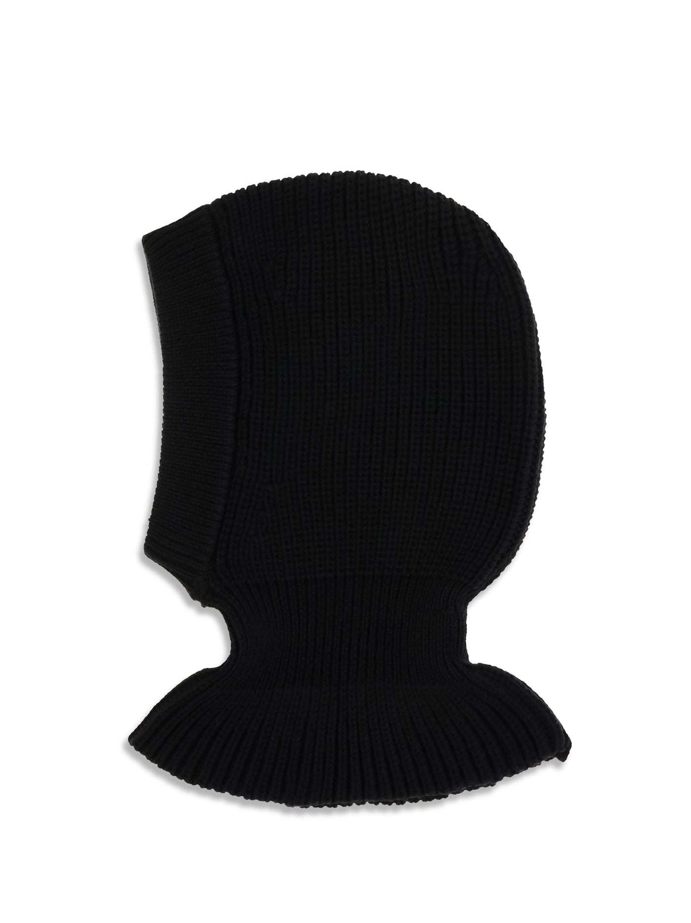 Lemaire Ta0029lk1069 Ribbed Merino Wool Balaclava — Black Ovis Aries Winter Hats