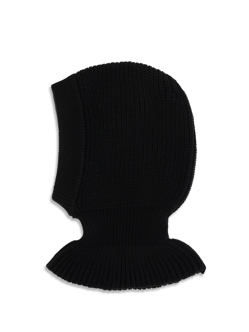 Lemaire Ta0029lk1069 Ribbed Merino Wool Balaclava — Black Winter Hats