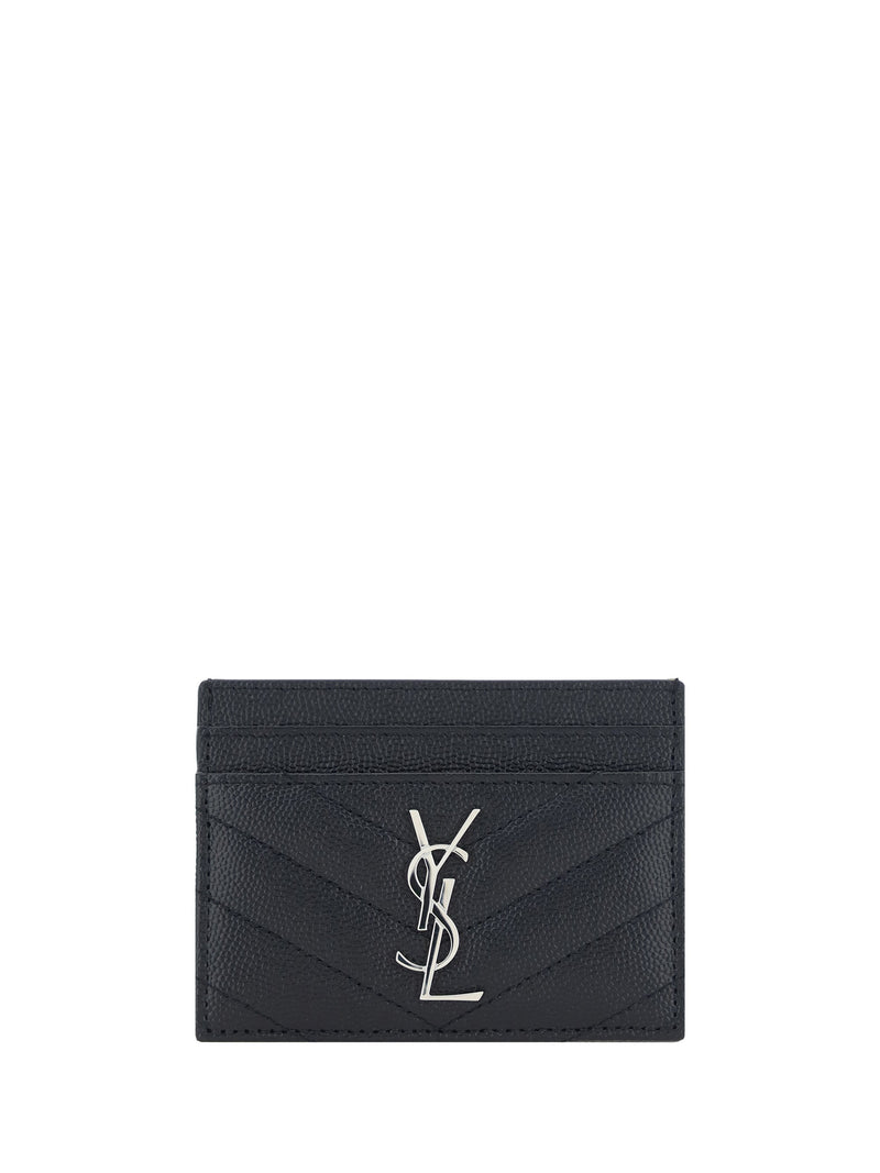 Saint Laurent Matelassé Calf Leather Card Case — Black Wallets & Purses