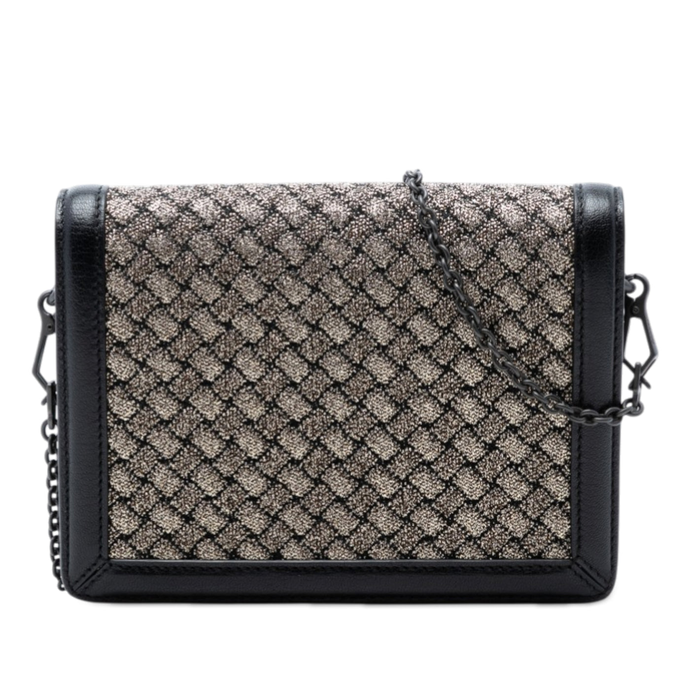 Mini Leather and Metallic Knit Intrecciato Montebello Crossbody - Image 1