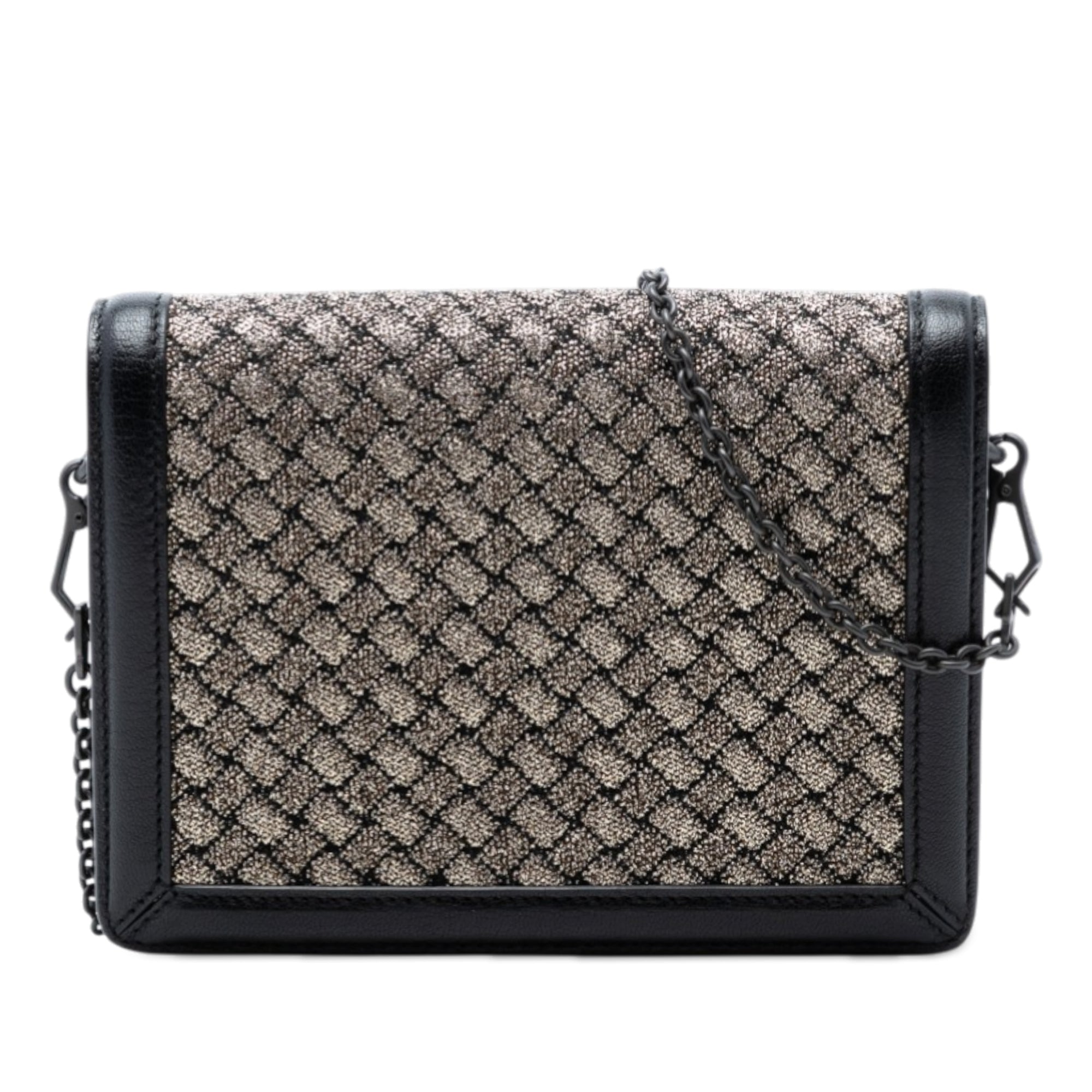 Mini Leather and Metallic Knit Intrecciato Montebello Crossbody - Image 1