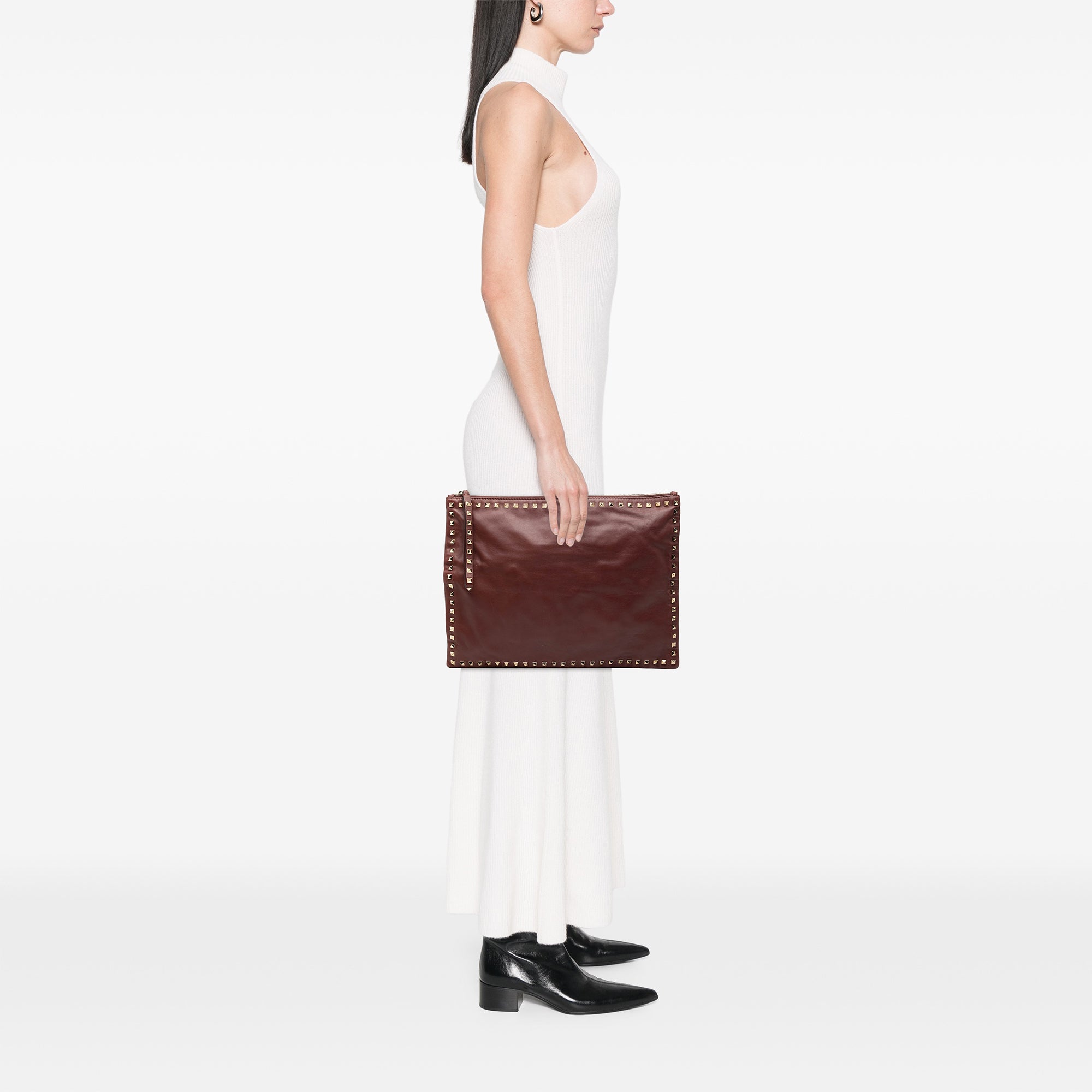 Large Leather Rockstud Clutch - Image 8