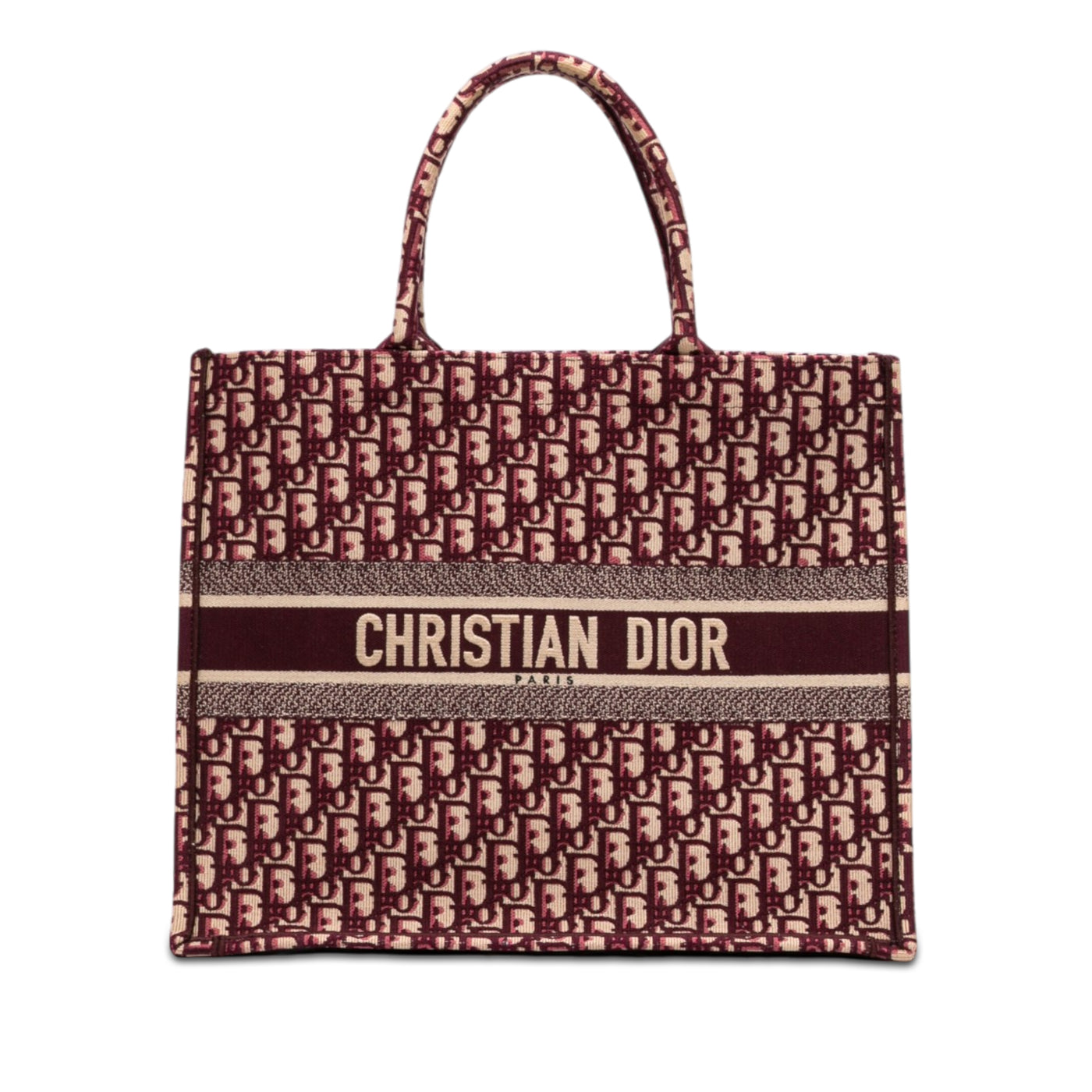 Large Oblique Embroidered Canvas Book Tote - Image 1