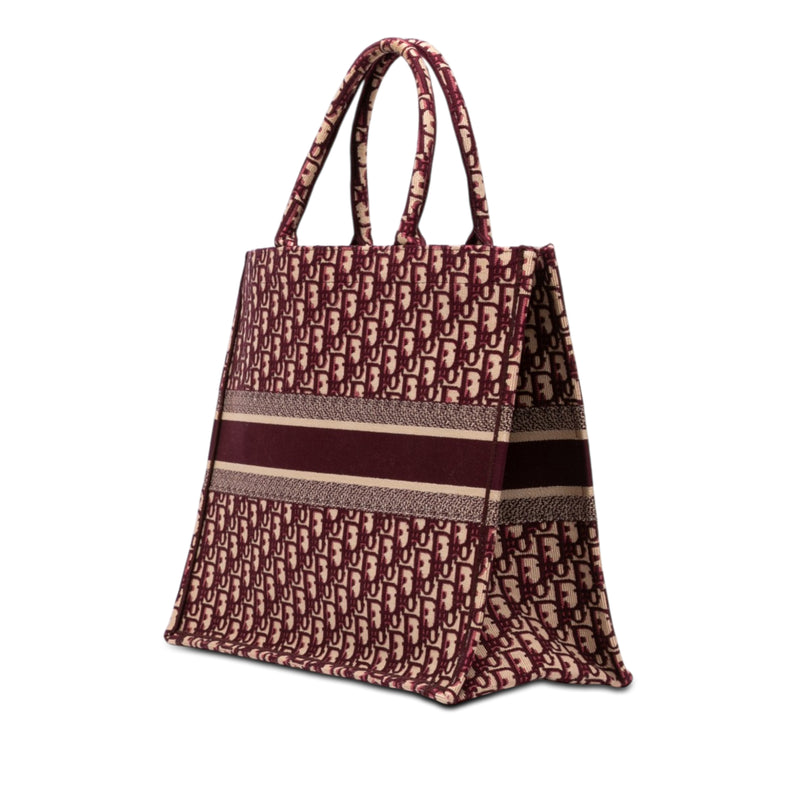 Large Oblique Embroidered Canvas Book Tote - Image 2