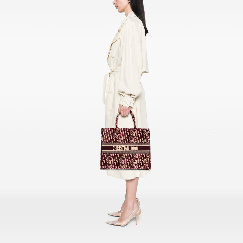 Large Oblique Embroidered Canvas Book Tote - Image 6