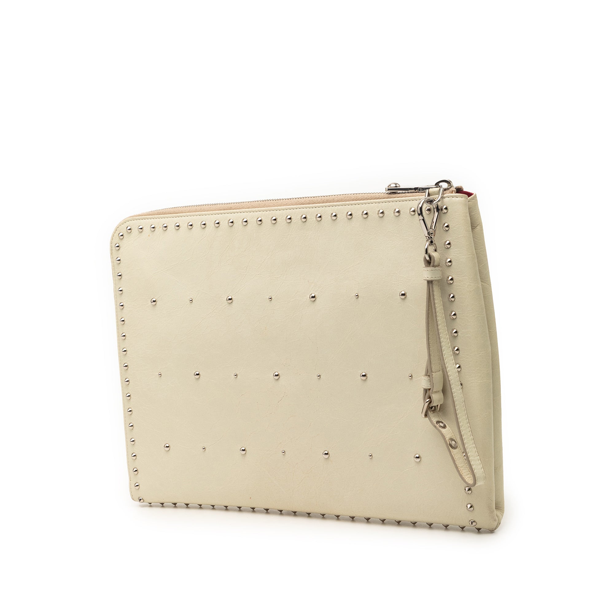 Faux Pearl Studded Leather Clutch - Image 2