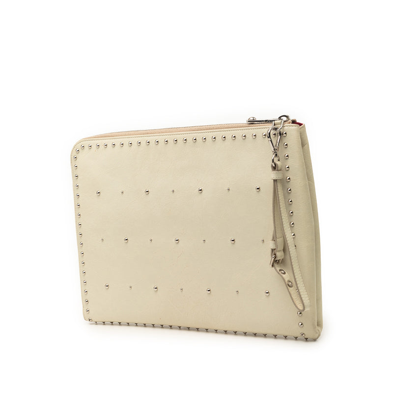 Faux Pearl Studded Leather Clutch - Image 2
