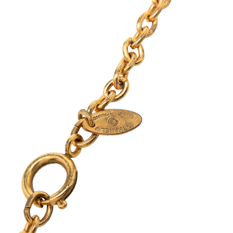 Gold Plated Quilted CC Pendant Necklace - Image 3
