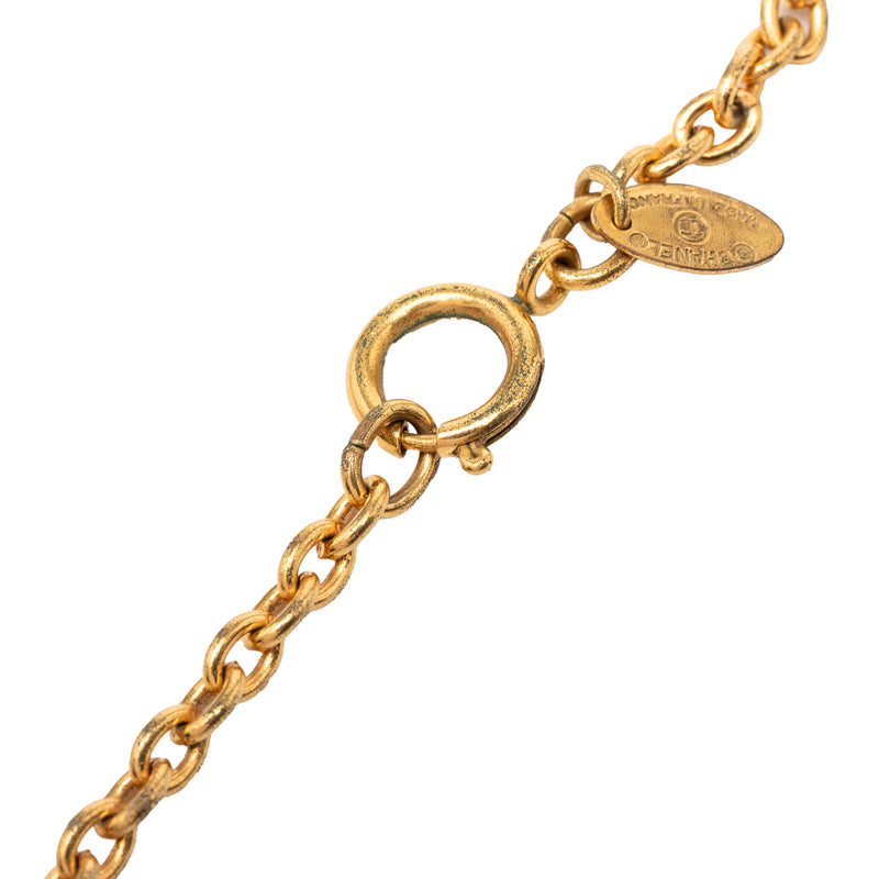 Gold Plated Quilted CC Pendant Necklace - Image 4